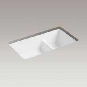 Kohler Iron Tones Smart Divide Offset - White Cast Iron
