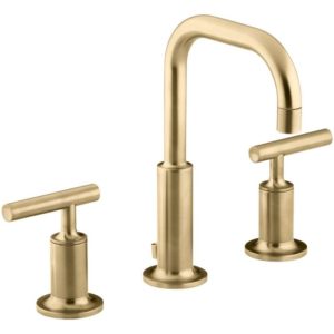 Kohler Purist Widespread - Shown in Vibrant Moderne Brushed Gold