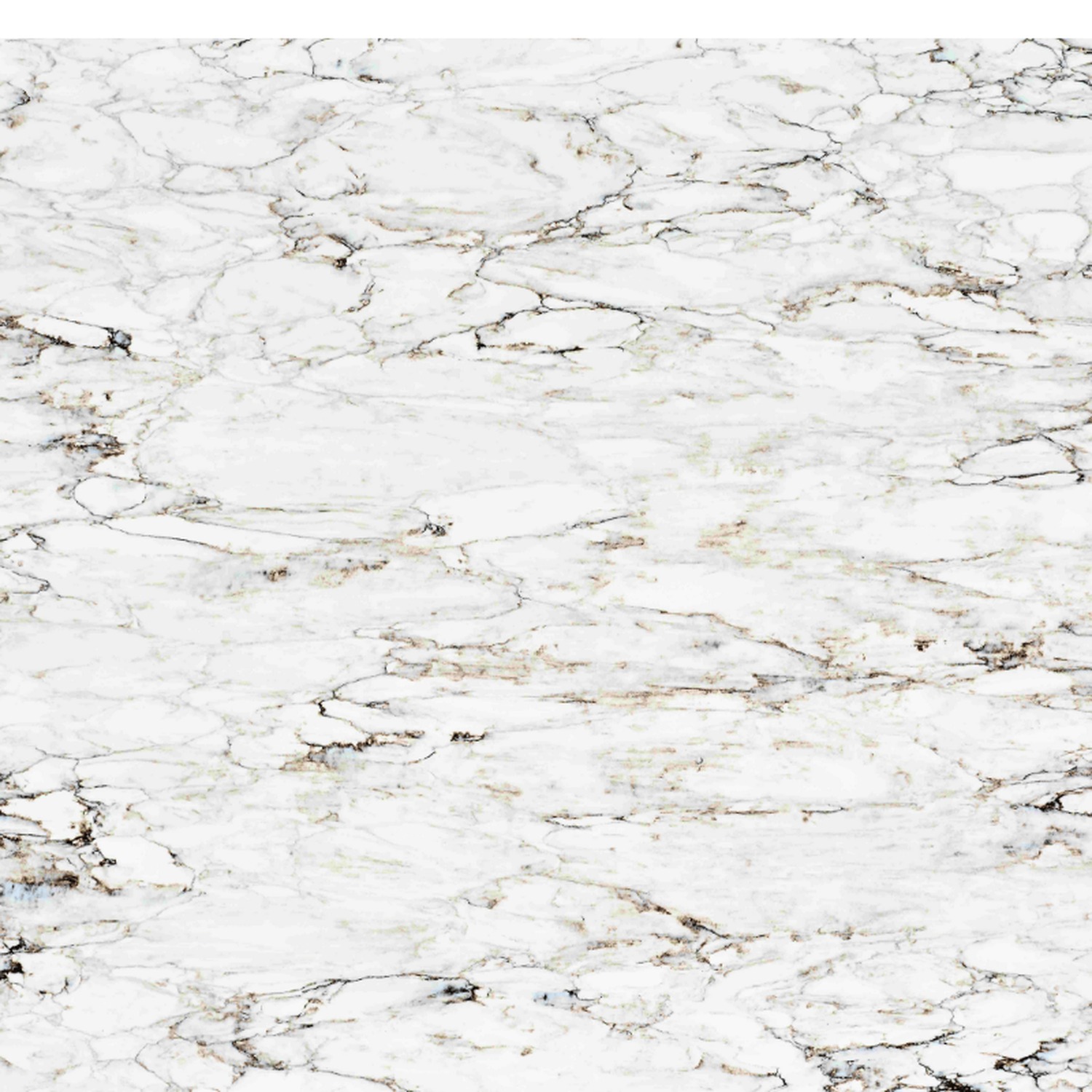 Shangri La quartz close-up showing white surface with gold and grey veining